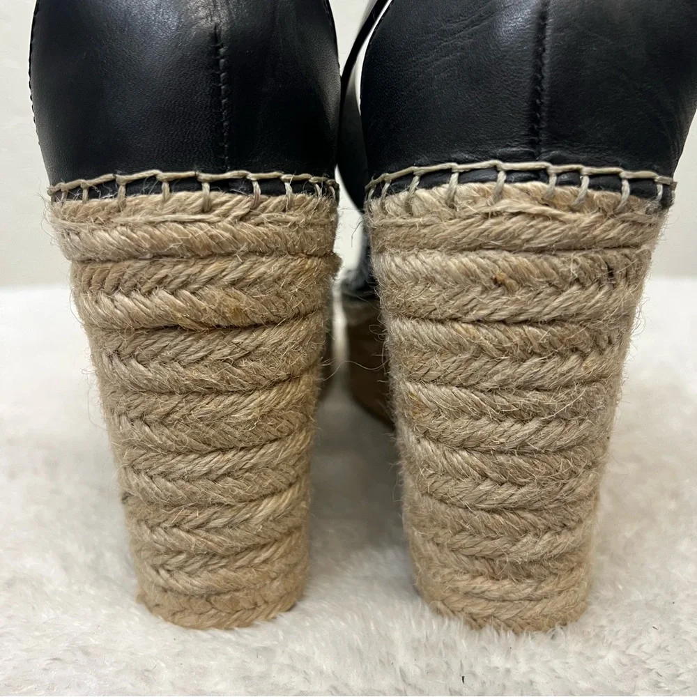 Marc Fisher LTD Andrew espadrille platform wedge sandals black and white